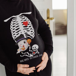 Skeleton Halloween New Mamma Gravid Meddelande T Shirt