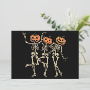 Skeleton Halloween Pumpkin Fall Spooky Season Inbjudningar