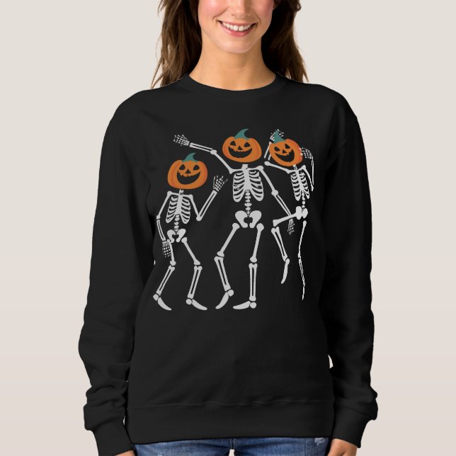 Skeleton Halloween Shirt, Pumpkin Halloween T Shirt (Framsida)