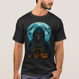 Skeleton Halloween Skull Gamer Spooky Pumpkin game T Shirt