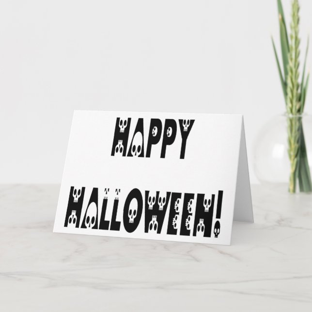Skeleton Halloween-text Kort (Framsida)