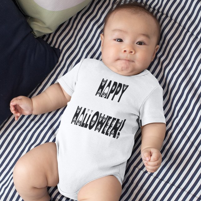 Skeleton Halloween-text Tee (Skeleton Halloween Text Baby Bodysuit)