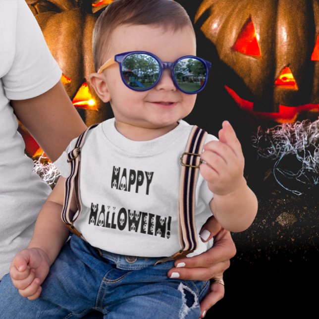Skeleton Halloween-text Tröja (Skeleton Halloween Text Baby T-Shirt)