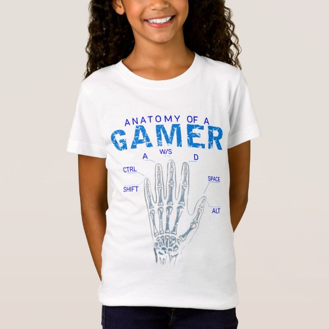 Skeleton Hand Anatomy for Gamers - Tangentbord T Shirt (Framsida)