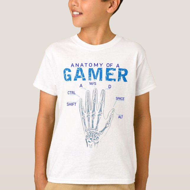 Skeleton Hand Anatomy for Gamers - Tangentbord T Shirt (Framsida)