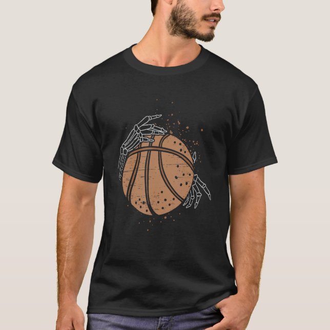 Skeleton Hand Basketball Skelatal Bones Spooky Spo T Shirt (Framsida)