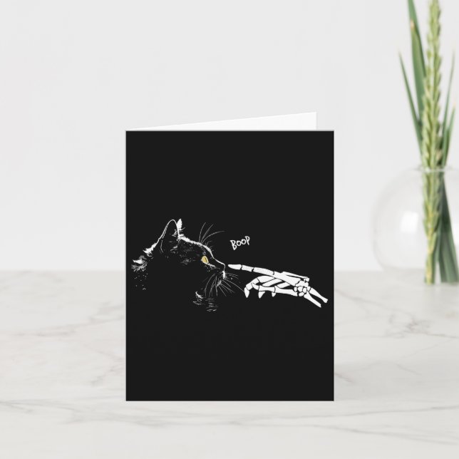 Skeleton Hand Boop Halloween Cute Svarta katter Pe Kort (Framsida)
