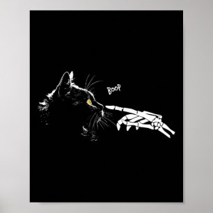 Skeleton Hand Boop Halloween Cute Svarta katter Pe Poster
