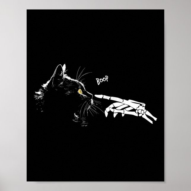 Skeleton Hand Boop Halloween Cute Svarta katter Pe Poster (Framsidan)
