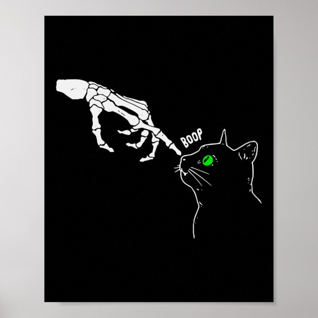 Skeleton hand boop på en kattas näsfunna Halloween Poster (Framsidan)