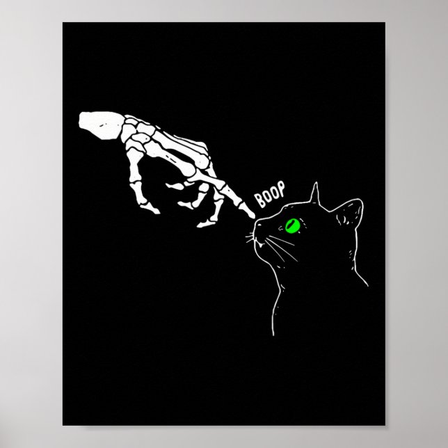 Skeleton hand boop på en kattas näsfunna Halloween Poster (Framsidan)