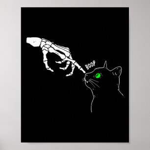Skeleton hand boop på en kattas näsfunna Halloween Poster