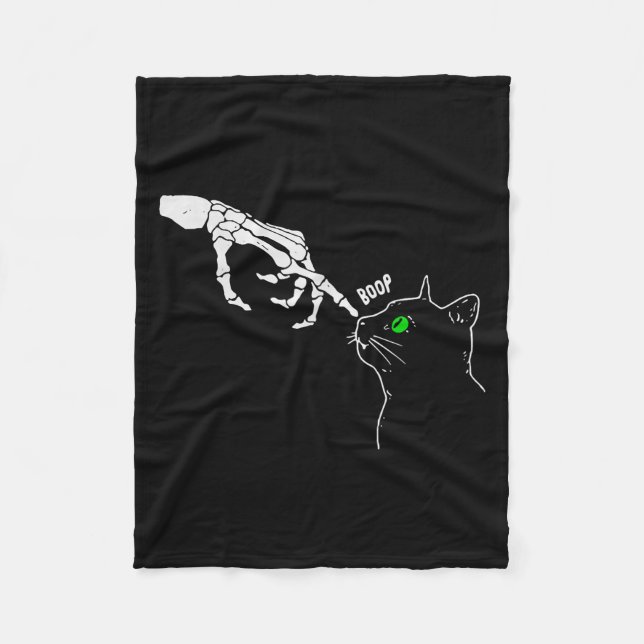 Skeleton Hand Boop på en katter Nose Funny Hallowe Fleecefilt (Framsidan)