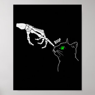 Skeleton Hand Boop på en katter Nose Funny Hallowe Poster