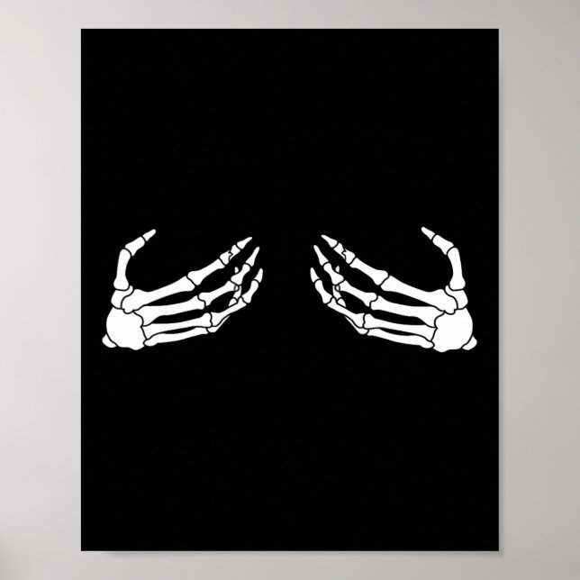 Skeleton Hand Breast Funny Halloween Costume Spook Poster (Framsidan)