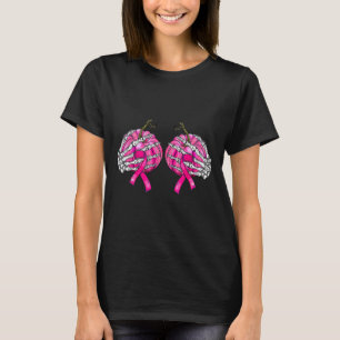 Skeleton Hand Breast Pumpkin Breast Cancer Hallowe T Shirt