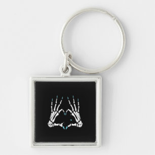 Skeleton Hand Classic Halloween Fyrkantig Silverfärgad Nyckelring