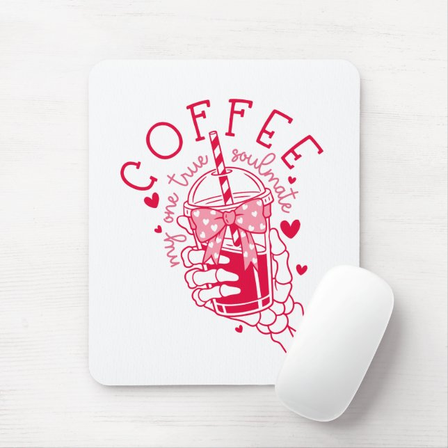 Skeleton Hand Coffee Red Hearts Gothic Musmatta (Med mus)