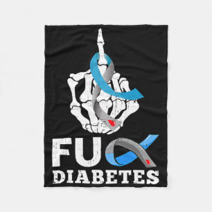 Skeleton Hand Fck Diabetes Blue Ribbon Awareness M Fleecefilt