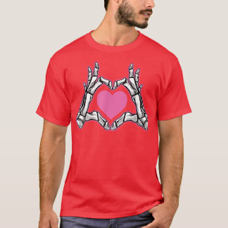 Skeleton Hand Fläkt Heart Bones Costume Funny Hall T Shirt