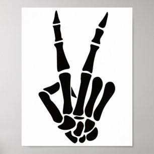 Skeleton Hand Fredstecken Bones Halloween Skeleton Poster