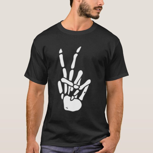 Skeleton Hand Fredstecken Bones T Shirt (Framsida)