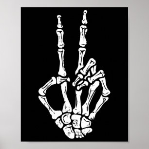 Skeleton Hand Fredstecken Halloween Costume Bones Poster
