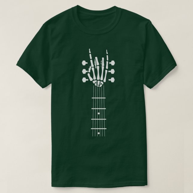 Skeleton Hand Guitar Costume Coola Easy Halloween  T Shirt (Design framsida)