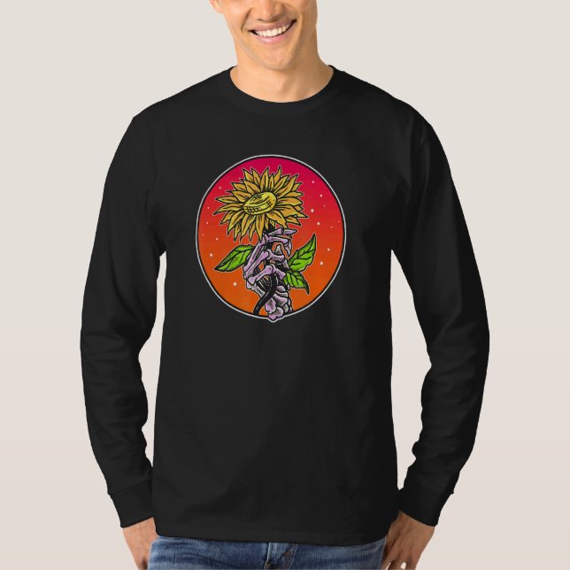 Skeleton Hand Gul ros Daisy Flower Coola Aesthe T Shirt (Framsida)