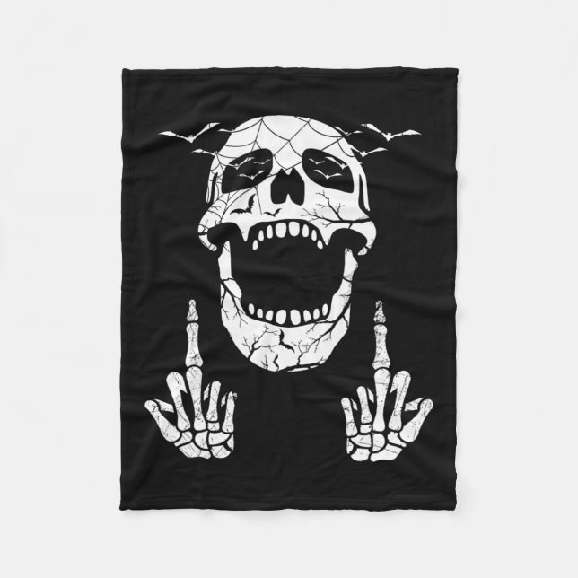 Skeleton Hand Halloween Bones Mitten Finger Skull Fleecefilt (Framsidan)