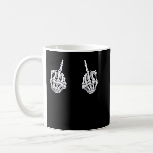 Skeleton Hand Halloween Bones Mitten Finger Skull Kaffemugg (Vänster)