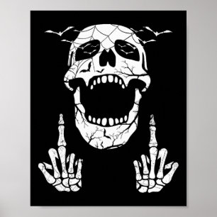 Skeleton Hand Halloween Bones Mitten Finger Skull Poster
