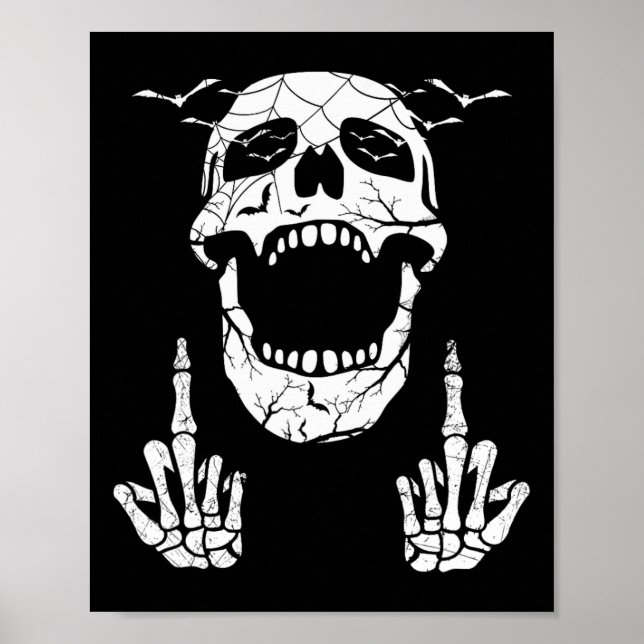 Skeleton Hand Halloween Bones Mitten Finger Skull Poster (Framsidan)