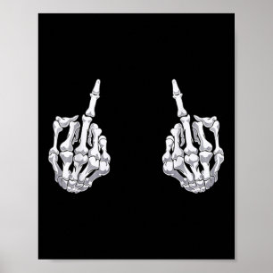 Skeleton Hand Halloween Bones Mitten Finger Skull Poster