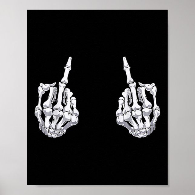 Skeleton Hand Halloween Bones Mitten Finger Skull Poster (Framsidan)