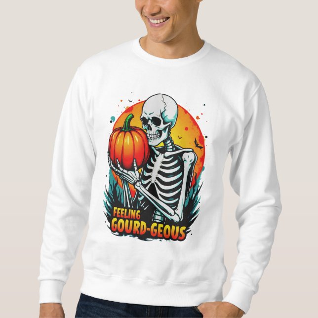 Skeleton Hand Halloween Tee Lång Ärmad Tröja (Framsida)