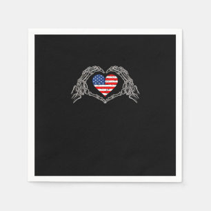 Skeleton Hand Heart 4th of American Flagga Patriot Pappersservett