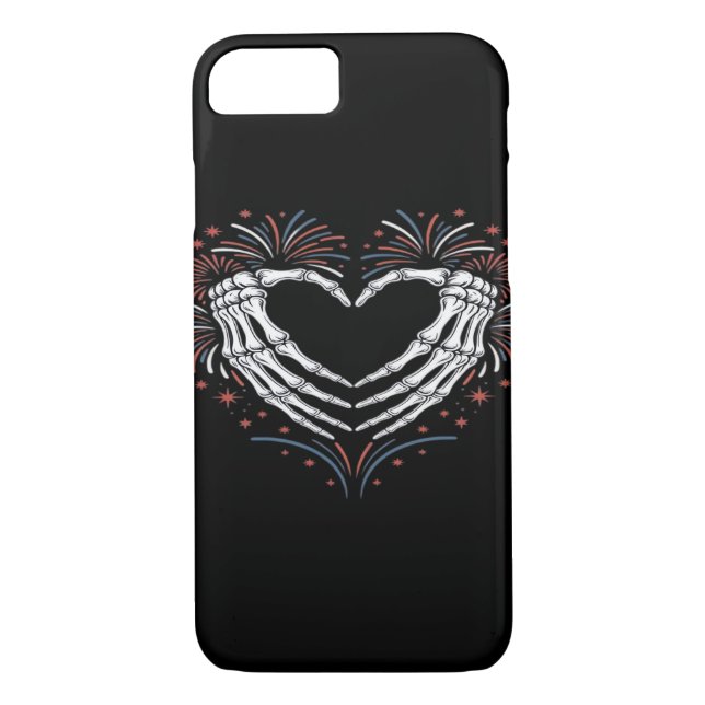 Skeleton Hand Heart 4th of USA Patriotic American Case-Mate iPhone Skal (Baksida)