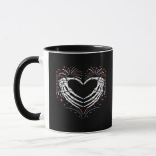Skeleton Hand Heart 4th of USA Patriotic American Mugg