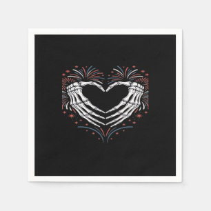 Skeleton Hand Heart 4th of USA Patriotic American Pappersservett