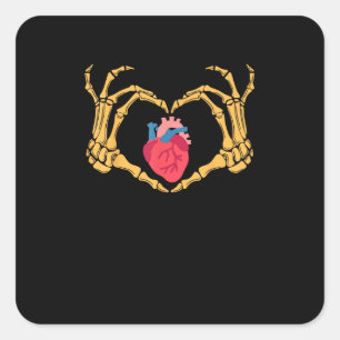 Skeleton Hand Heart Anatomy Cardiac Cvicu Nurse Ha Fyrkantigt Klistermärke
