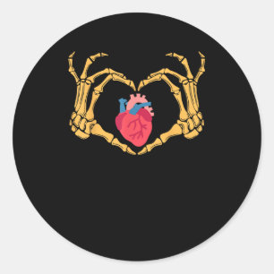 Skeleton Hand Heart Anatomy Cardiac Cvicu Nurse Ha Runt Klistermärke