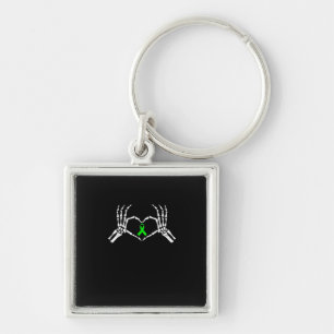 Skeleton Hand Heart Awareness Ribbon Fyrkantig Silverfärgad Nyckelring