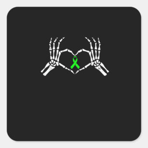 Skeleton Hand Heart Awareness Ribbon Fyrkantigt Klistermärke