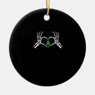 Skeleton Hand Heart Awareness Ribbon Julgransprydnad Keramik