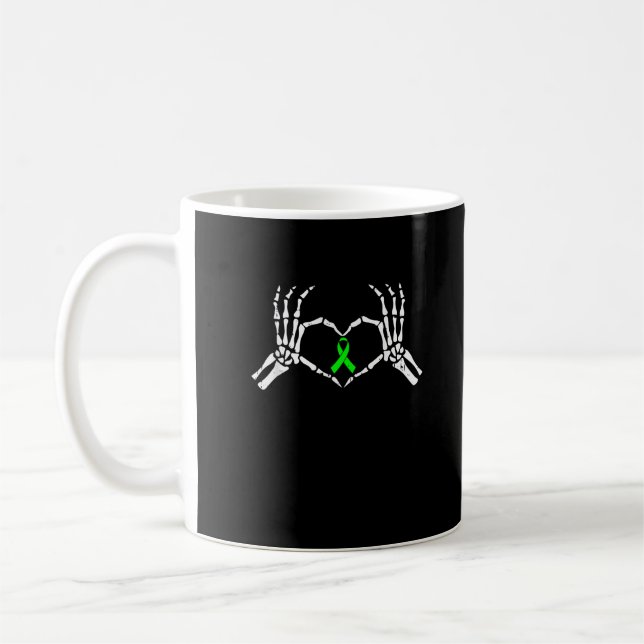 Skeleton Hand Heart Awareness Ribbon Kaffemugg (Vänster)