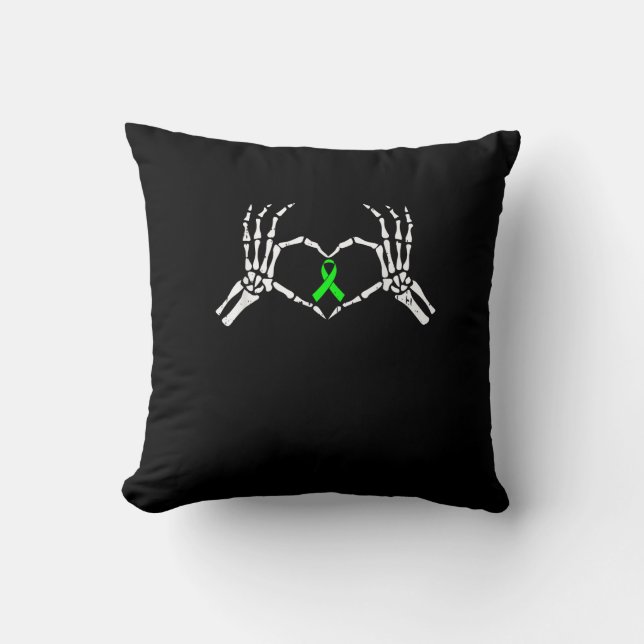 Skeleton Hand Heart Awareness Ribbon Kudde (Framsida)