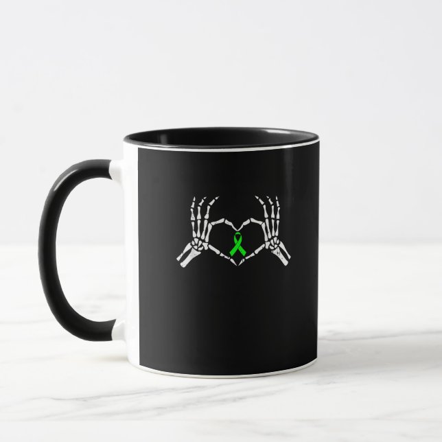 Skeleton Hand Heart Awareness Ribbon Mugg (Vänster)
