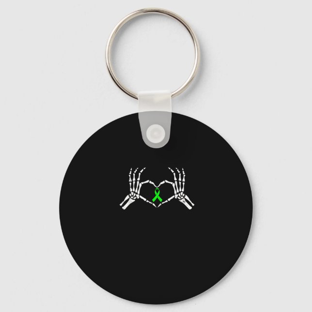 Skeleton Hand Heart Awareness Ribbon Nyckelring (Framsida)