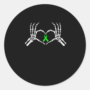 Skeleton Hand Heart Awareness Ribbon Runt Klistermärke